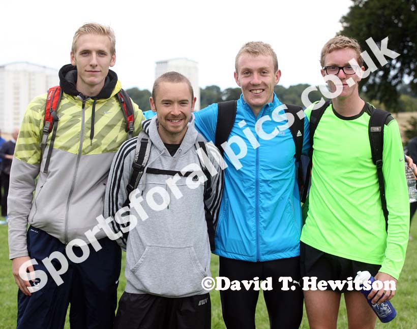 Gateshead Harriers from left to right: Barry Maskell, Luke Adam, Calum Johnson and Dan Johnson winner of the 4 x 1.8 mile relay at the Sunderland Open Cross Country.